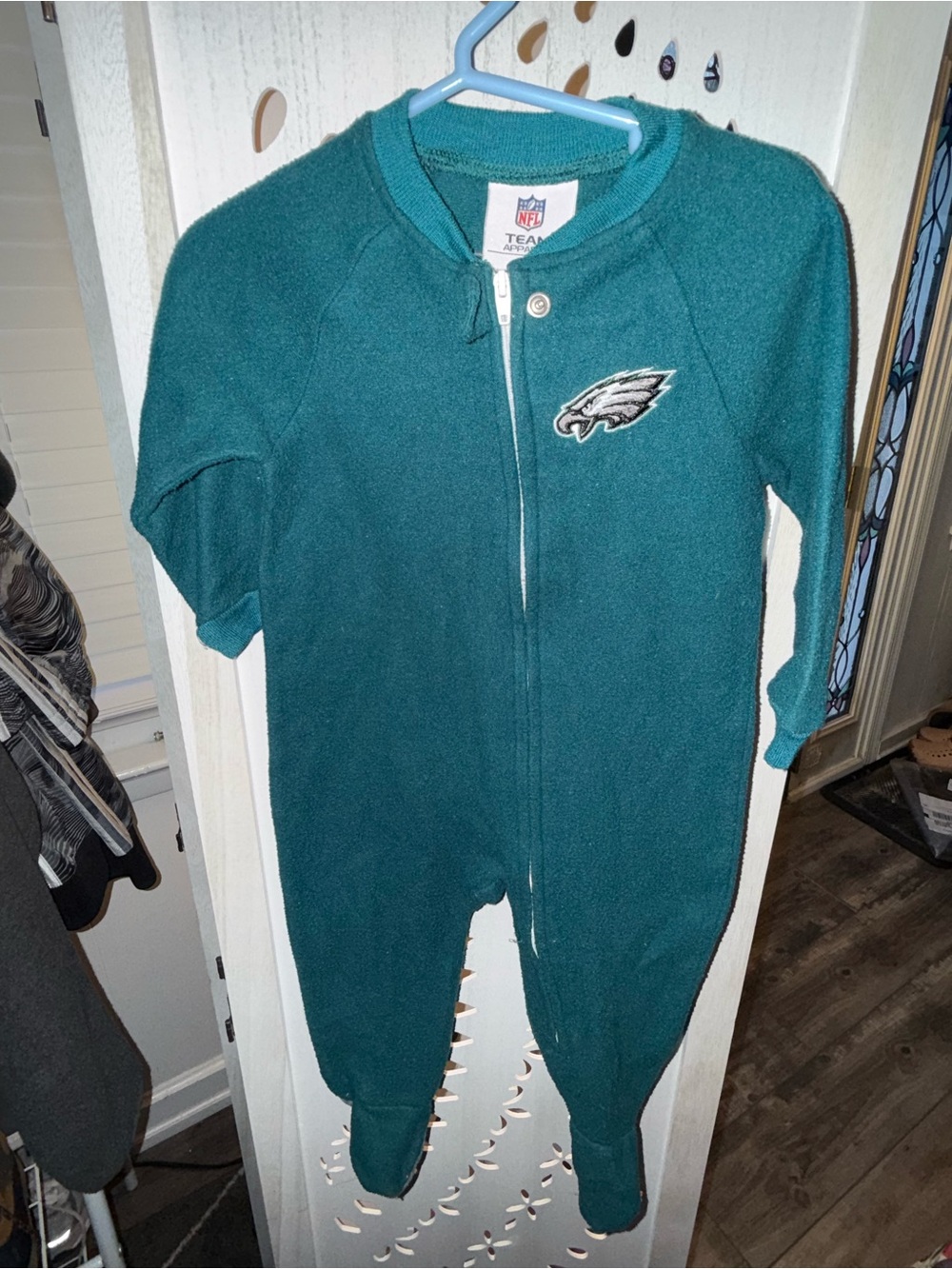 Baby NFL Philadelphia Eagles Teal Fleece Footed One-Piece
